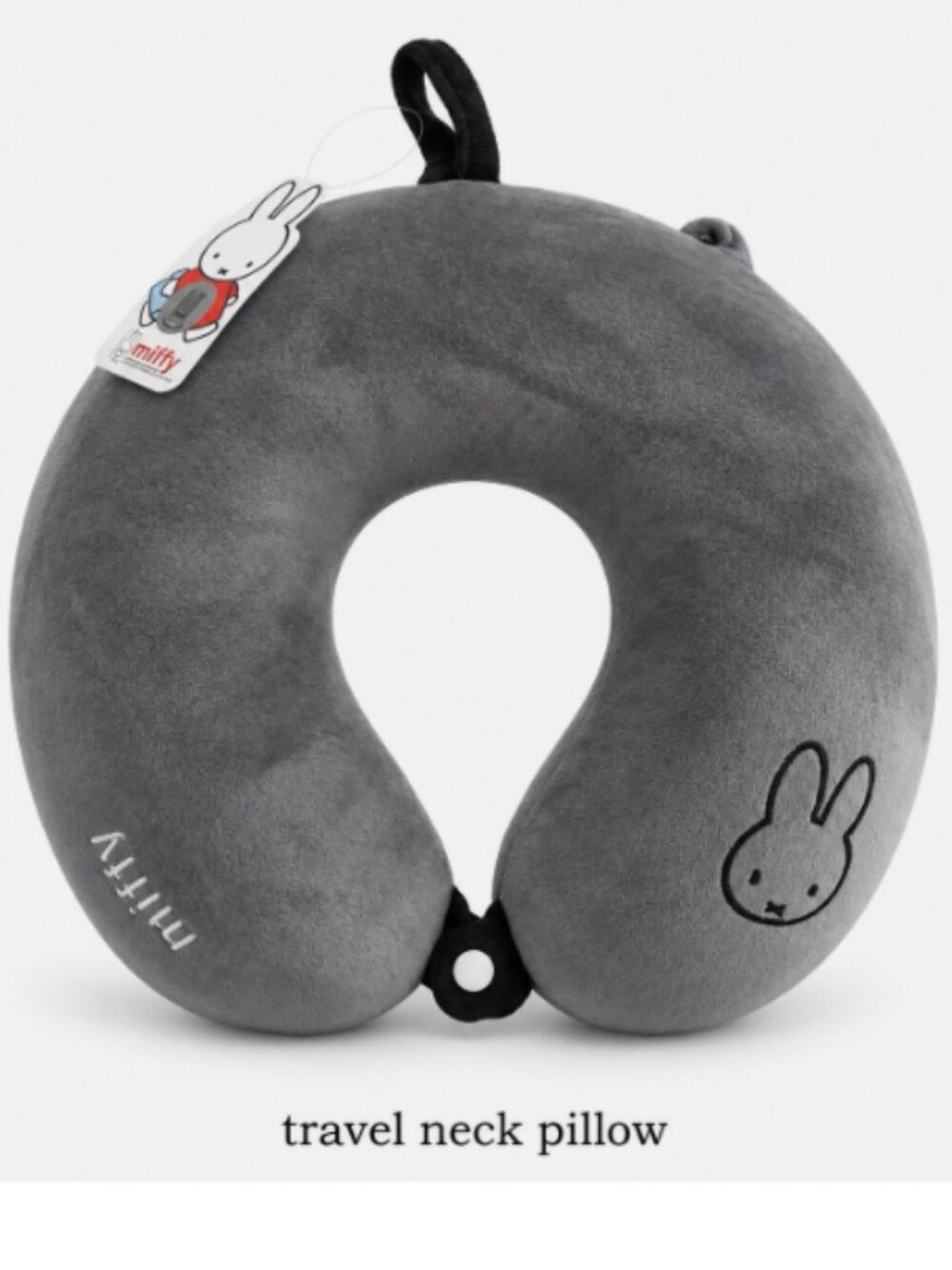 Gray Kawaii Miffy Travel Neck Pillow Flight Car Boat Plush U-Shape Sleep Cushion